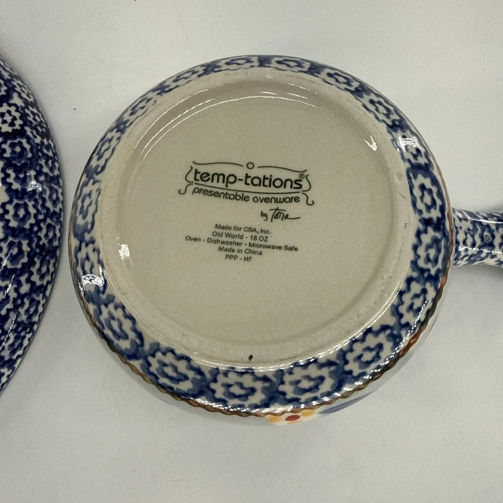 3 Piece -Temptations Old World Blue by Tara‎ Soup And Sandwich Tray With Mug